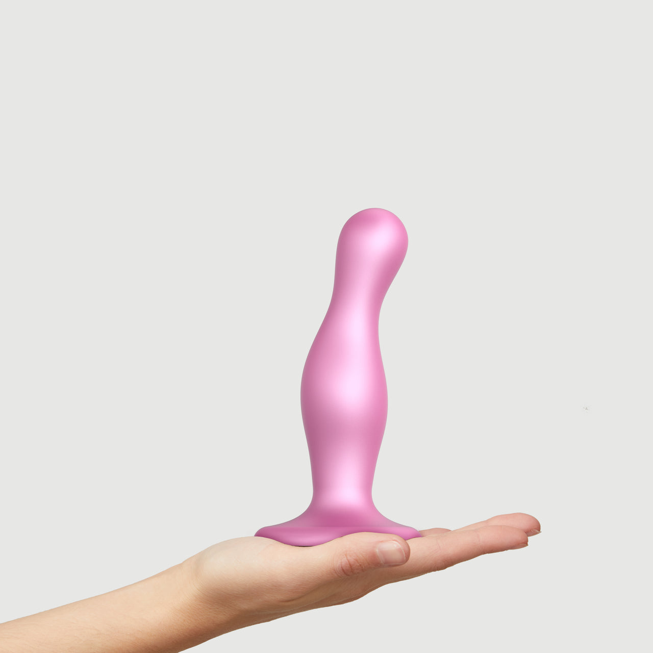 Strap-on-me Curvy Dildo Plug - M - Metallic Sugar Pink