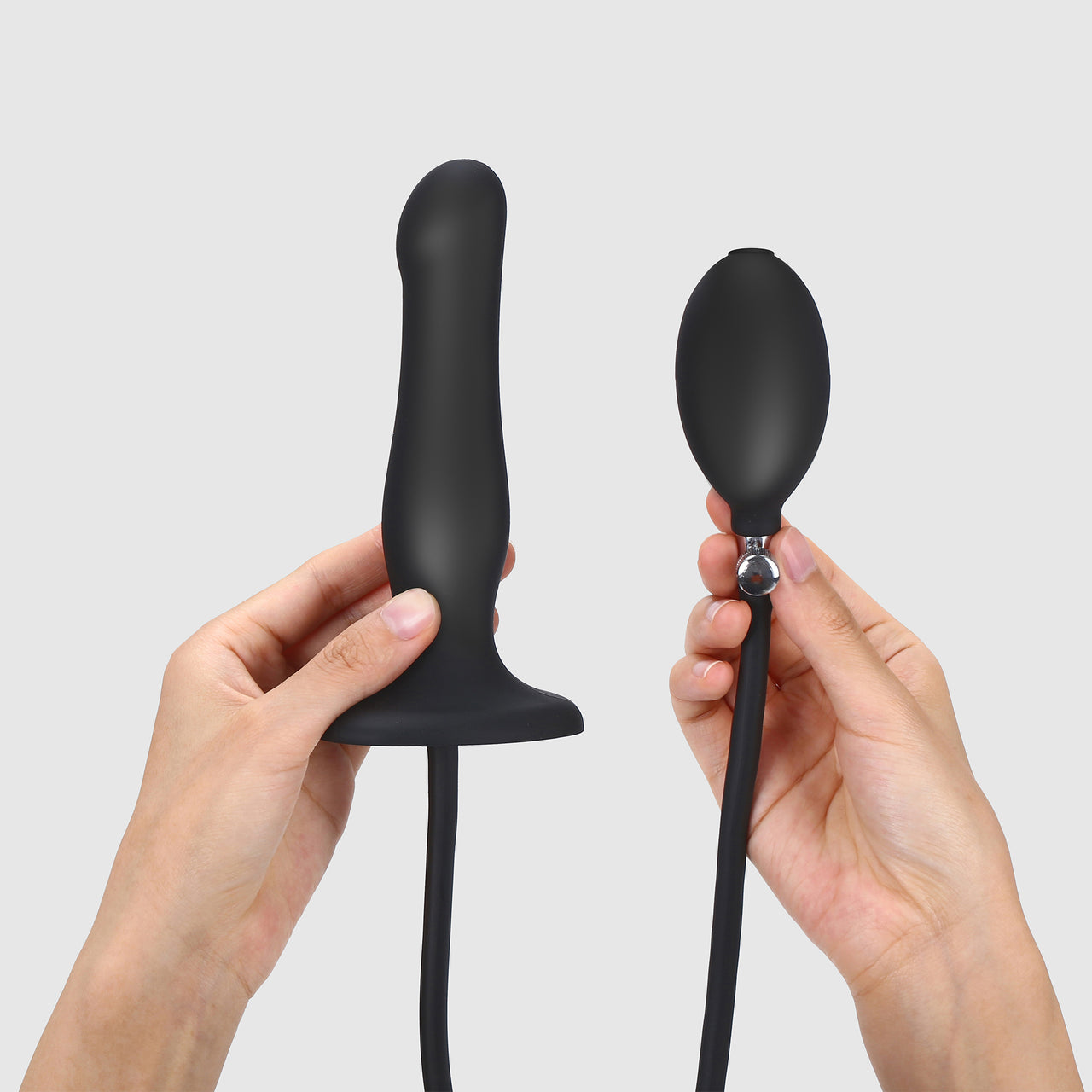 Inflatable Dildo Plug - Adjustable Size - Black